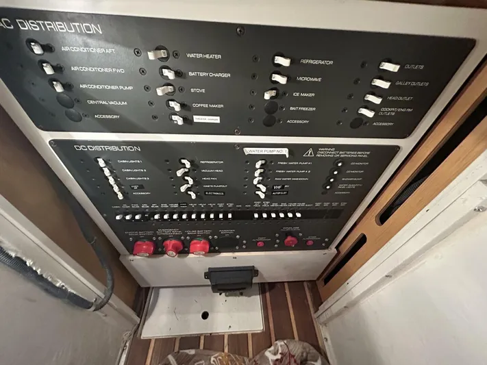 Native Dancer Yacht Photos Pics Electrical control panel on a 2002 Tiara Yachts 3800 Open boat.