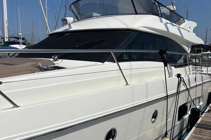 Sweet Yacht Photos Pics 2017 Bavaria Virtess 420 Fly yacht docked at marina, showcasing sleek design and modern features.