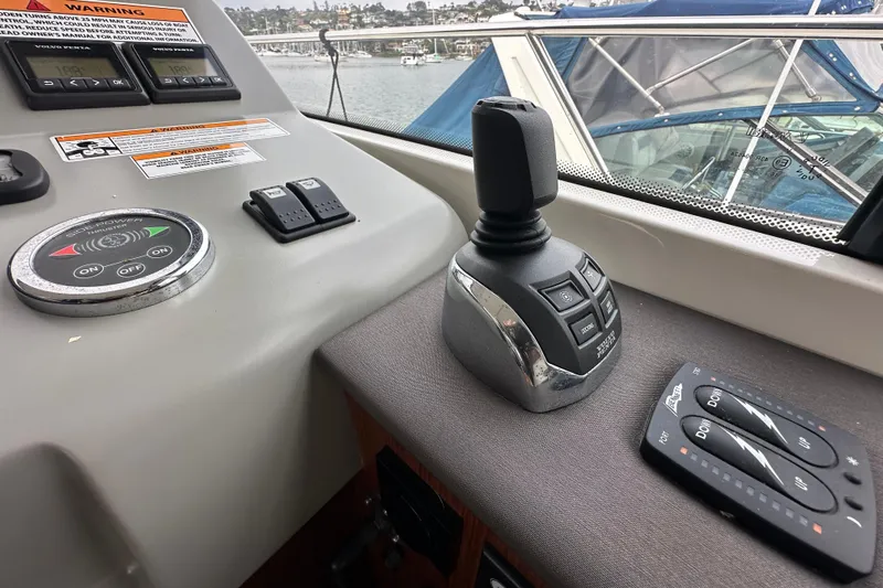 Sweet Yacht Photos Pics Control panel of 2017 Bavaria Virtess 420 Fly yacht with joystick and switches.