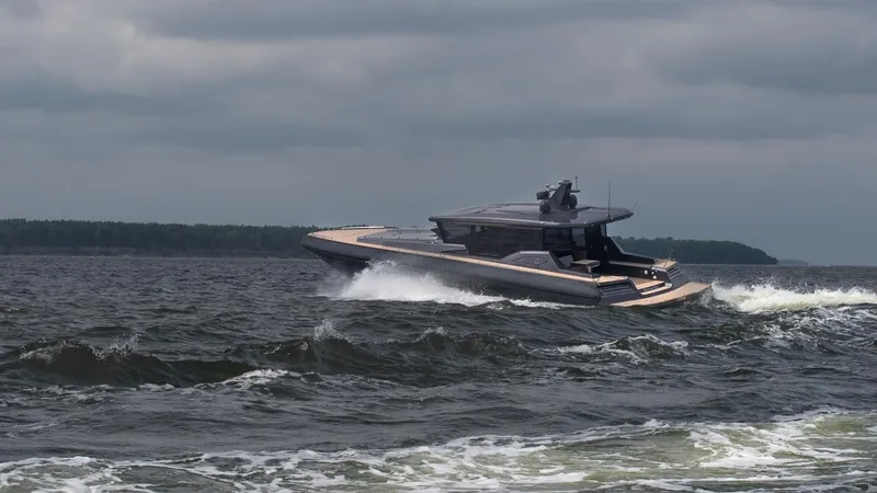 Explorer 1 Yacht Photos Pics 2024 Ridas 62 yacht cruising on choppy waters under cloudy skies.