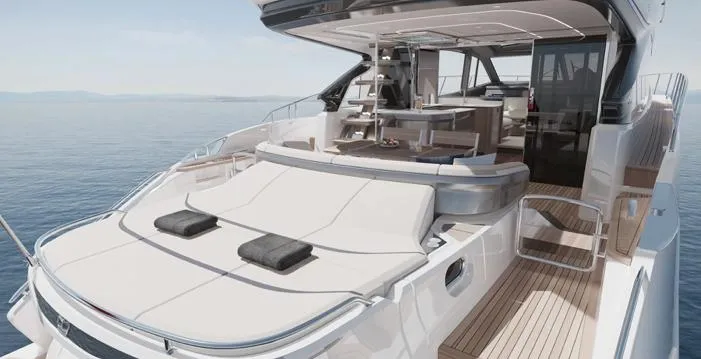  Yacht Photos Pics Luxurious 2025 Princess S65 yacht with spacious deck and modern interior design.