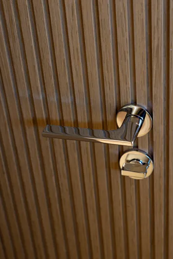 Mini K2 Yacht Photos Pics Modern door handle on a wooden panel door, Extra X99 FAST 2022 model.