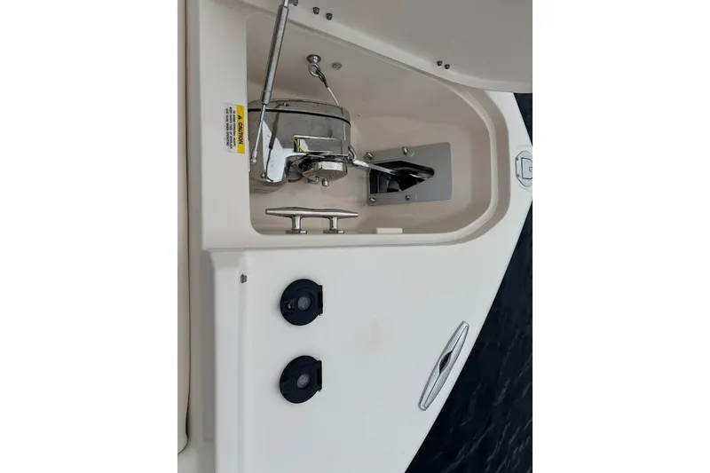  Yacht Photos Pics 2020 Grady-White Freedom 285 boat anchor compartment with stainless steel fittings.