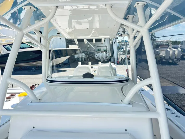  Yacht Photos Pics 2015 Regulator 34 CC boat interior with T-top and helm station.