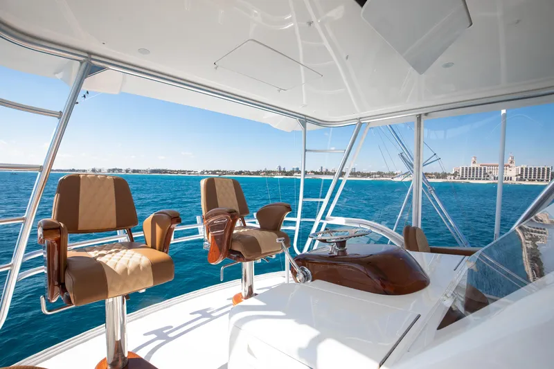 Dorothy Marie Yacht Photos Pics Luxurious 2017 Viking 48 Convertible yacht interior with ocean view and elegant seating.