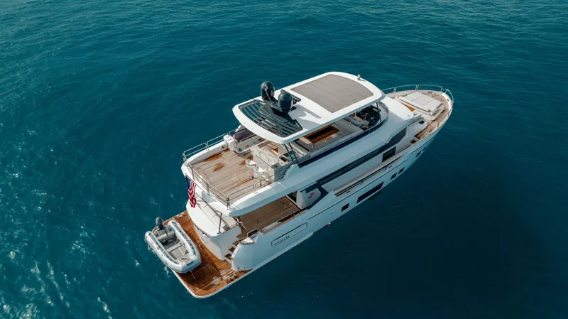 My Lady Y Yacht Photos Pics Luxury Sirena 68 yacht cruising on open sea, 2023 model.