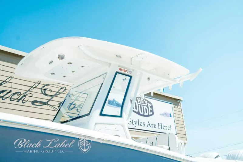 Black Label Marine Yacht Photos Pics 2025 Sea Fox 268 Commander boat with T-top, displayed at Black Label Marine Group.