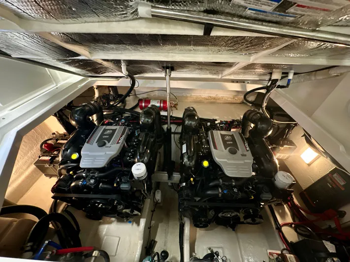  Yacht Photos Pics Engine room of 2010 Sea Ray 310 Sundancer with dual engines and mechanical components.