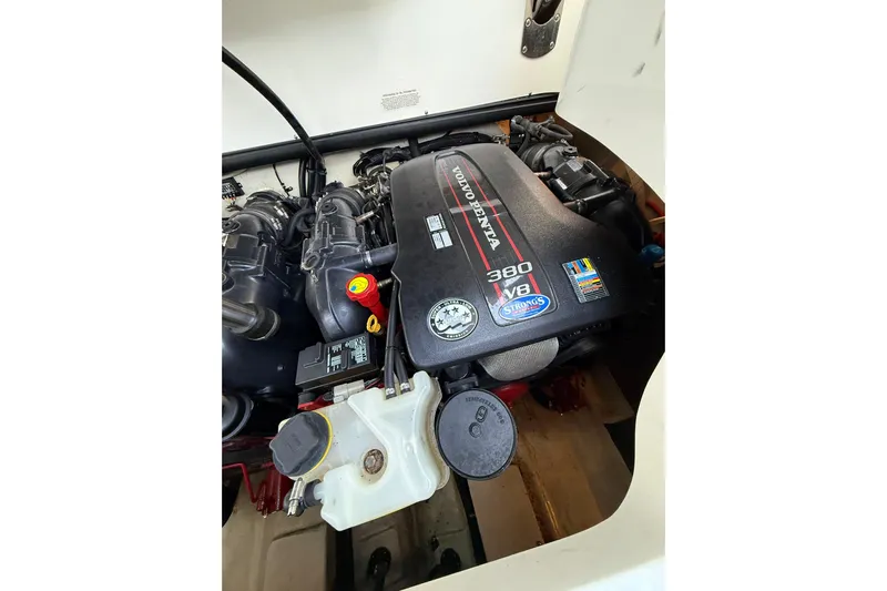  Yacht Photos Pics 2013 Cobalt 323 engine compartment with Volvo Penta 380 V8 engine.