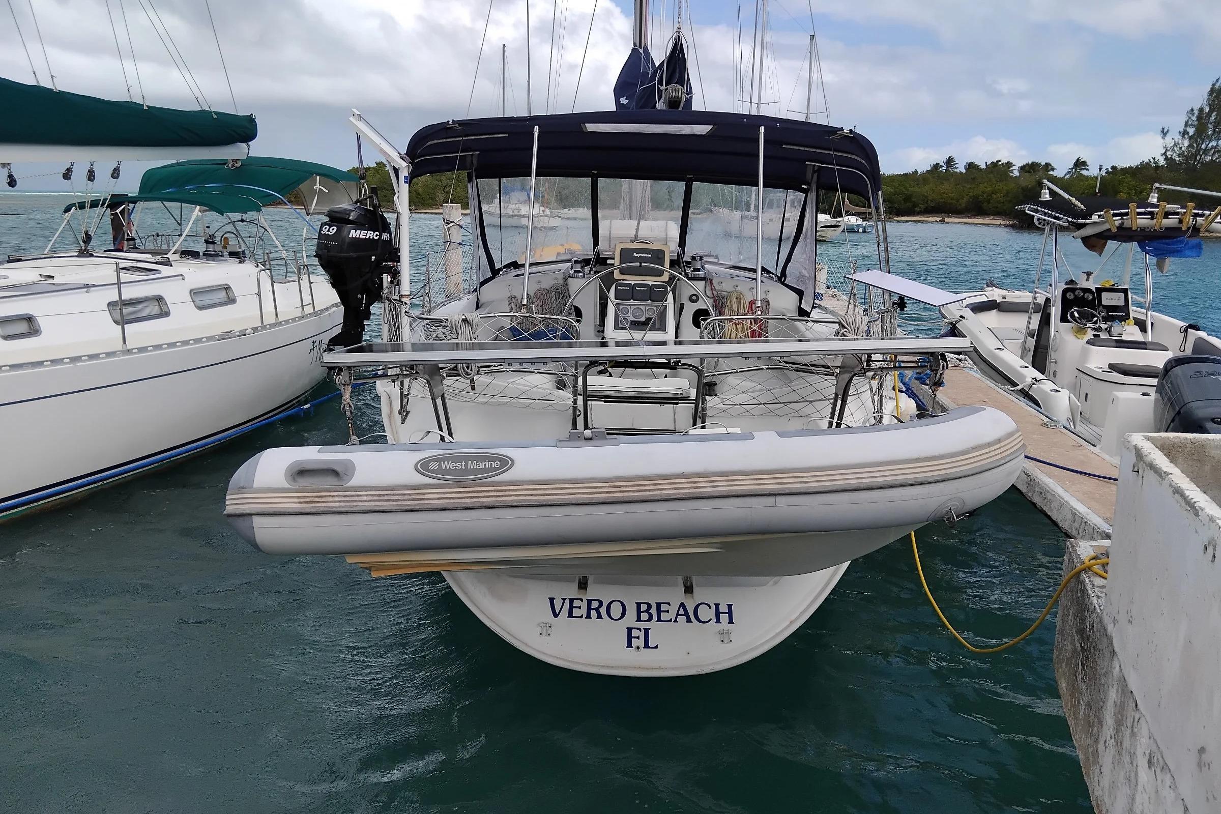 Hunter Legend 40.5 sailboat, 1994 model, docked at Vero Beach, Florida.