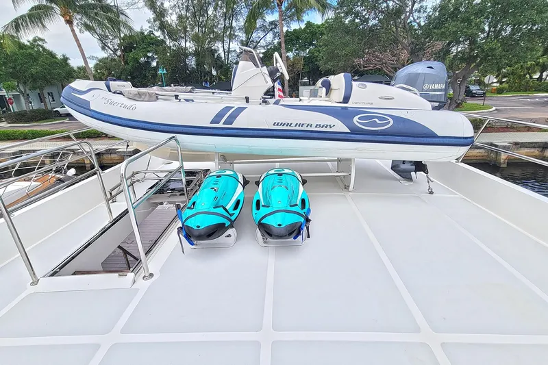 Suertudo Yacht Photos Pics 2020 Outer Reef Yachts 720 Motoryacht with Walker Bay tender and sea scooters on deck.