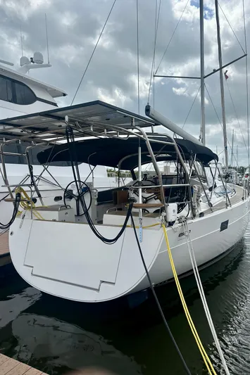 Mystic Impression Yacht Photos Pics 2022 Elan Impression 50.1 yacht docked, featuring sleek design and modern amenities.