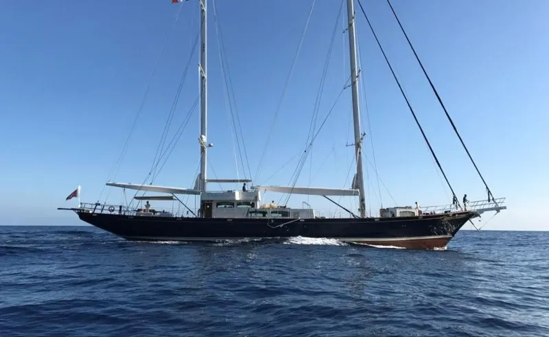 42 M Custom Made Motorsailor Yacht Photos Pics Custom Made 42 M Motorsailor, 2006, sailing on open sea under clear blue sky.