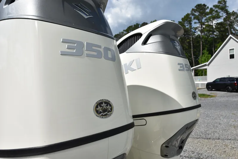 Double Trouble Yacht Photos Pics Outboard engines on a 2007 Custom Carolina 28 Cape Lookout, repowered in 2019.