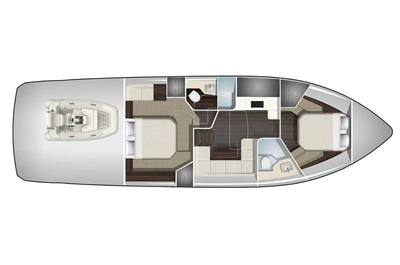  Yacht Photos Pics Top view layout of 2017 Galeon 445 HTS luxury yacht interior.
