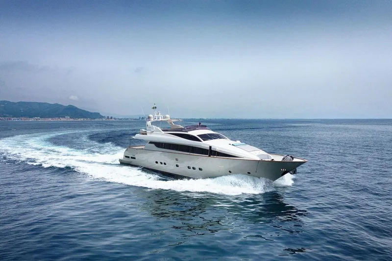 Dea One Yacht Photos Pics Luxury yacht Antago 90 DEA ONE cruising on open sea, 2003 model.