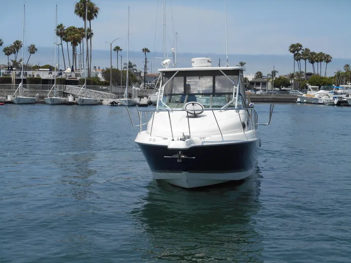 Delfini Yacht Photos Pics 2007 Wellcraft Coastal 270 boat docked in a marina with palm trees.
