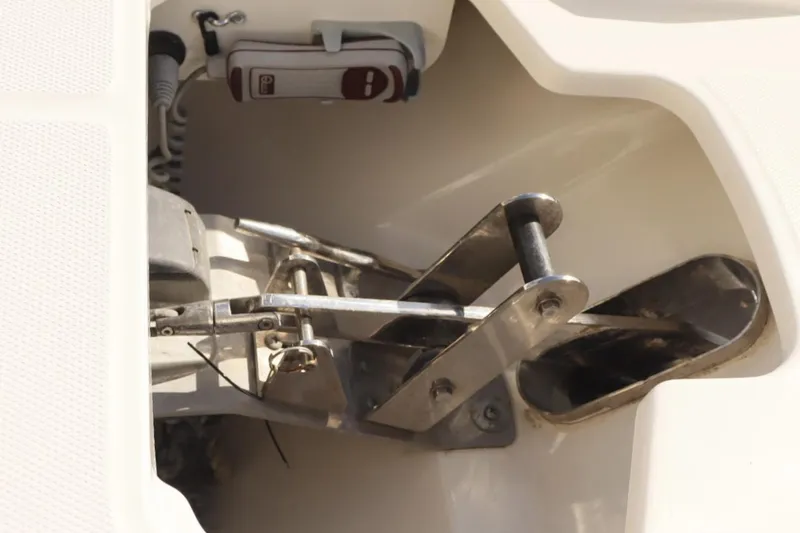  Yacht Photos Pics Anchor mechanism of a 2021 Boston Whaler 320 Vantage boat.