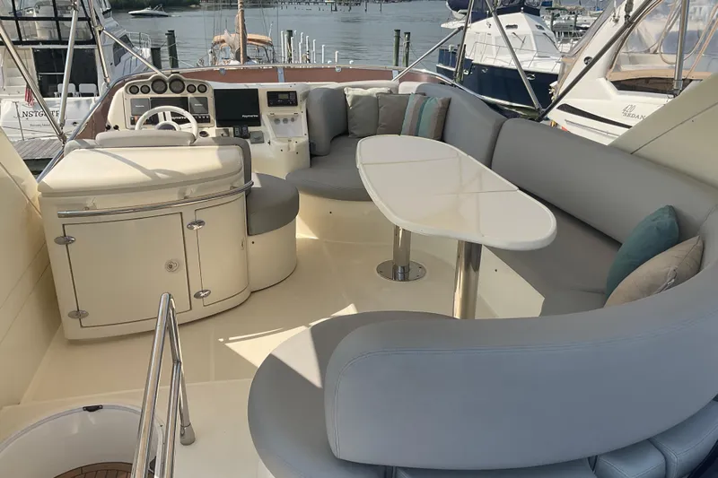  Yacht Photos Pics Luxurious seating area on a 2005 Azimut Fly 50 yacht with elegant design.