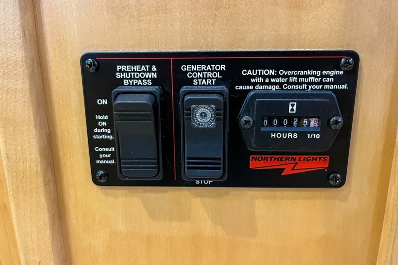  Yacht Photos Pics Control panel of Northern Lights generator on 2023 Island Packet 439 yacht.