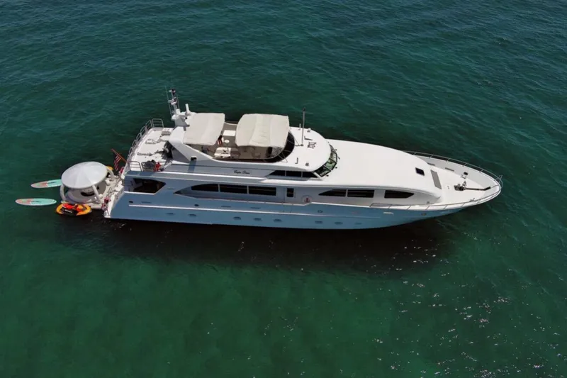 Carpe Diem Yacht Photos Pics Luxury yacht Intermarine RPH 95, 2001 model, cruising on clear blue waters.