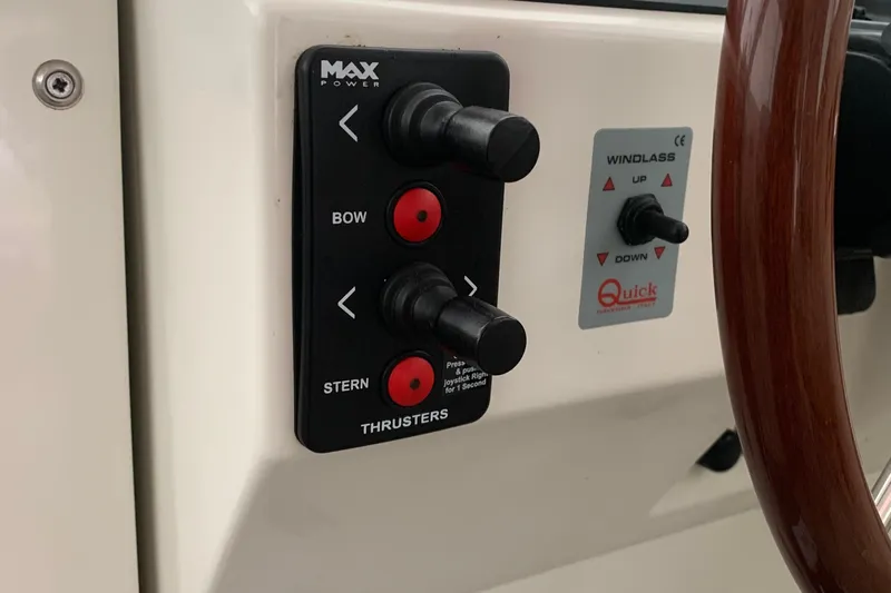 Tranquility Yacht Photos Pics Control panel of a 2008 Back Cove 33 Hard Top Express boat.