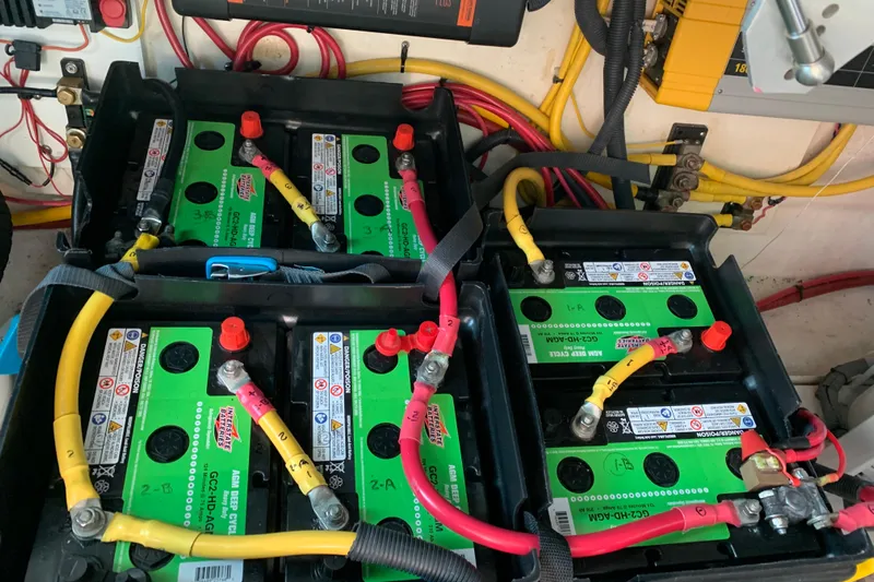 Tranquility Yacht Photos Pics Battery setup in a 2008 Back Cove 33 Hard Top Express boat.