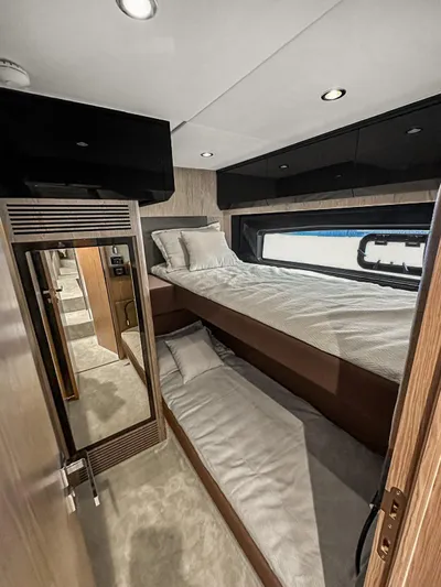  Yacht Photos Pics Interior of 2022 Azimut Atlantis 51 yacht with bunk beds and modern design.