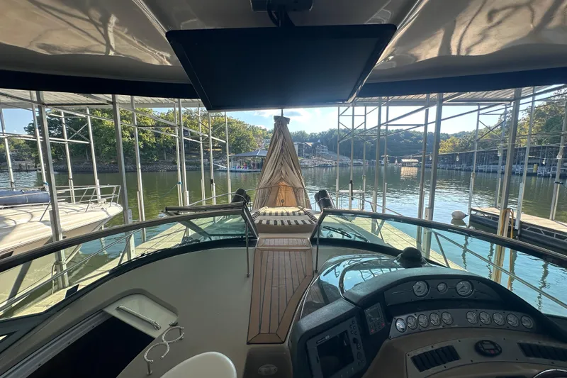  Yacht Photos Pics 2006 Four Winns 378 Vista yacht interior with scenic marina view.