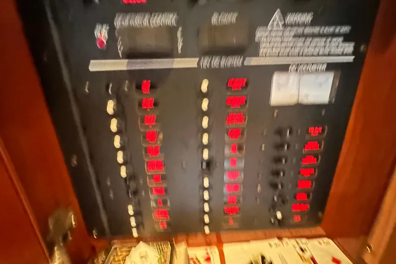  Yacht Photos Pics Control panel of a 2006 Four Winns 378 Vista boat with illuminated switches.