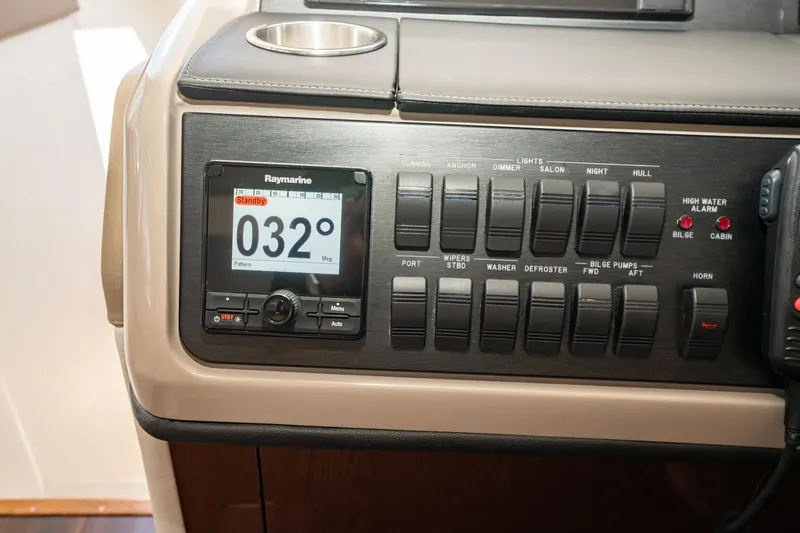  Yacht Photos Pics Control panel of 2017 Sea Ray Sundancer 460 with Raymarine display and switches.