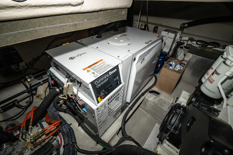  Yacht Photos Pics Engine room of 2017 Sea Ray Sundancer 460 with Cummins Onan generator.