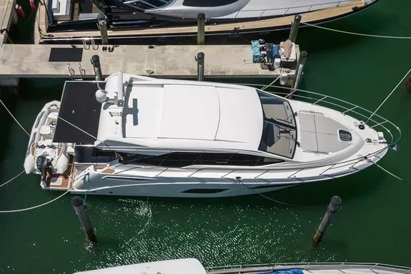  Yacht Photos Pics 2017 Sea Ray Sundancer 460 yacht docked at marina, aerial view.