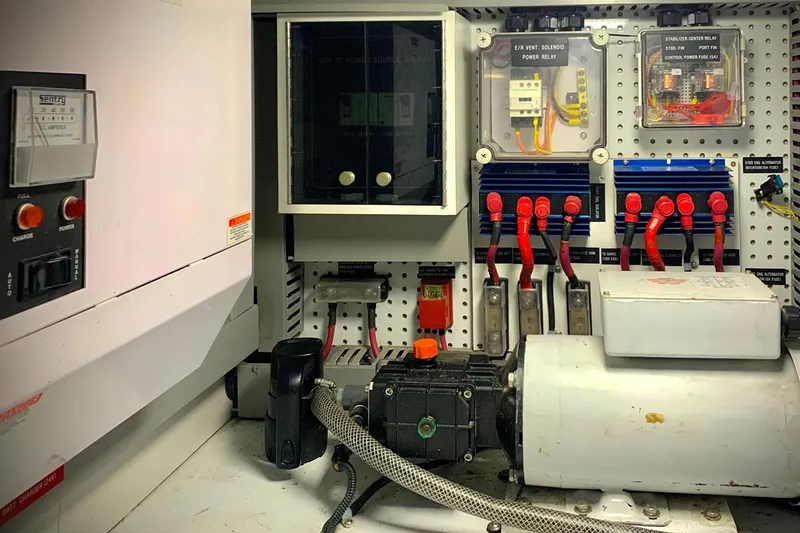 Bravo! Yacht Photos Pics Electrical control panel in a 2012 Outer Reef Yachts 700 Motoryacht engine room.