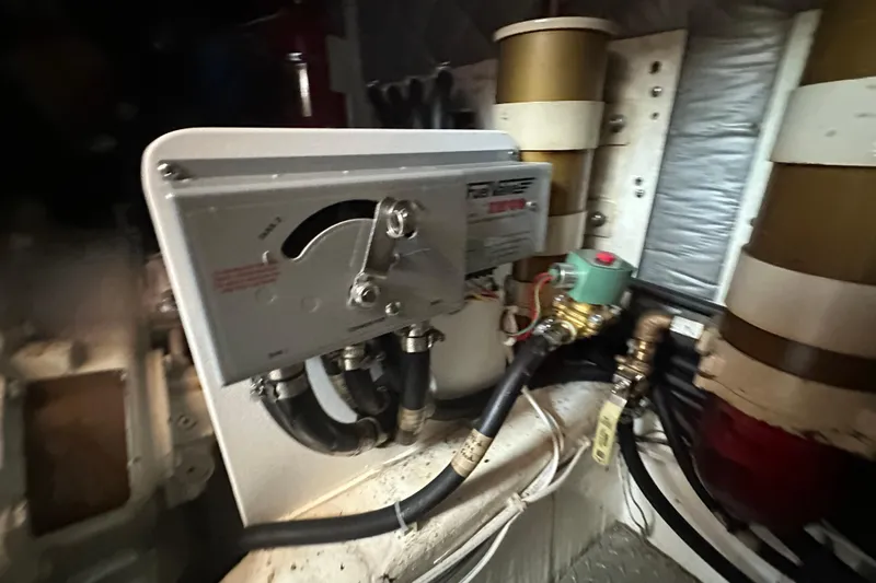  Yacht Photos Pics Engine room of 1987 Albin North Sea Trawler with mechanical components and wiring.