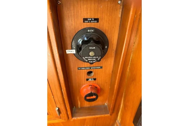  Yacht Photos Pics 1987 Albin North Sea Trawler control panel with windlass breaker and switch.