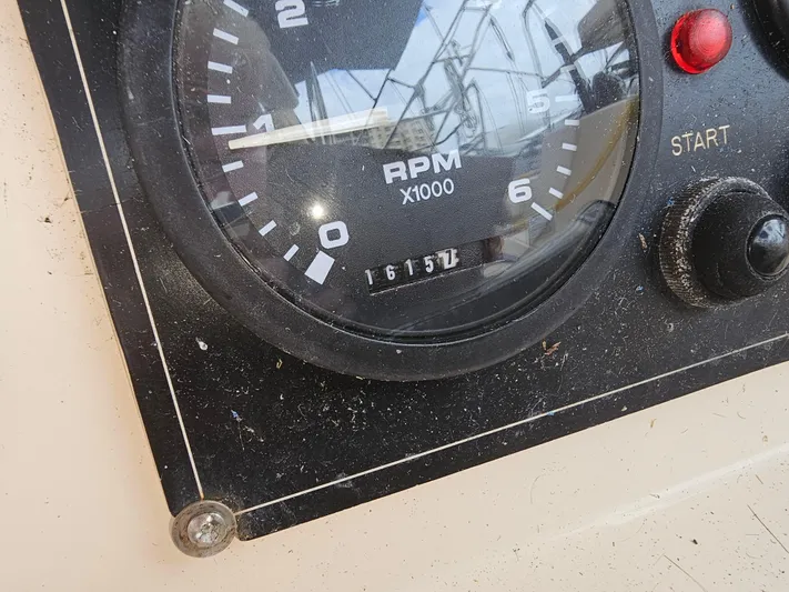 Moon River Yacht Photos Pics Close-up of a 2002 Island Packet 350 RPM gauge showing 1619 hours.