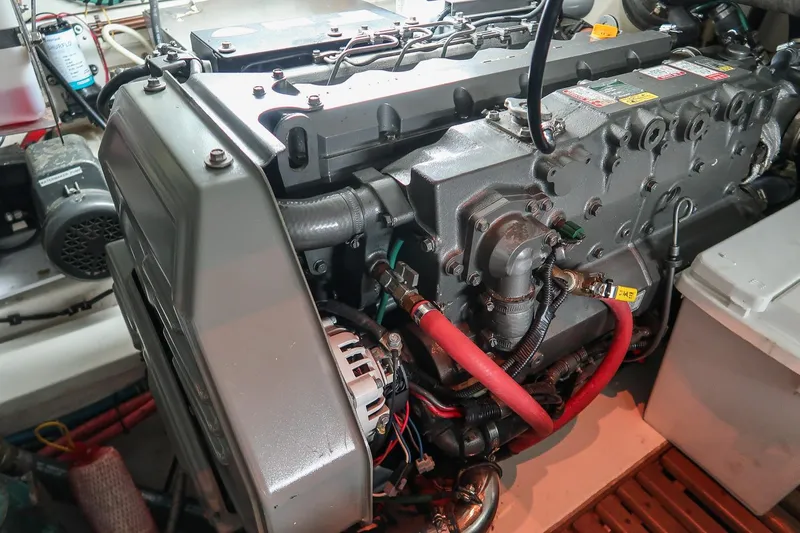 Blue Tang Yacht Photos Pics Engine of 2007 Grand Banks 39 Eastbay SX with visible components and wiring.