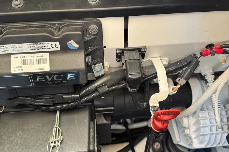 After Glow Yacht Photos Pics Engine compartment of a 2016 Tiara Yachts 39 Coupe, featuring wiring and components.