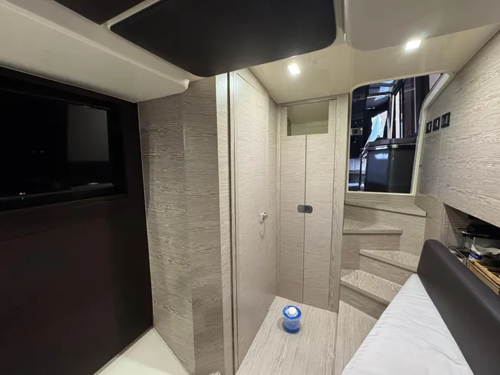 Anahita Yacht Photos Pics Interior of 2017 SACS Rebel 47 yacht, featuring modern design and wooden finishes.