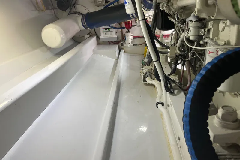 Charmer Yacht Photos Pics 1985 Rybovich Walkaround engine compartment with clean, organized components.