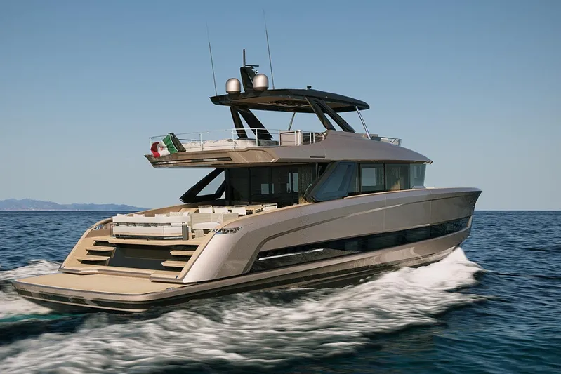  Yacht Photos Pics 2026 Solaris Power 70 Long Range yacht cruising on open sea.