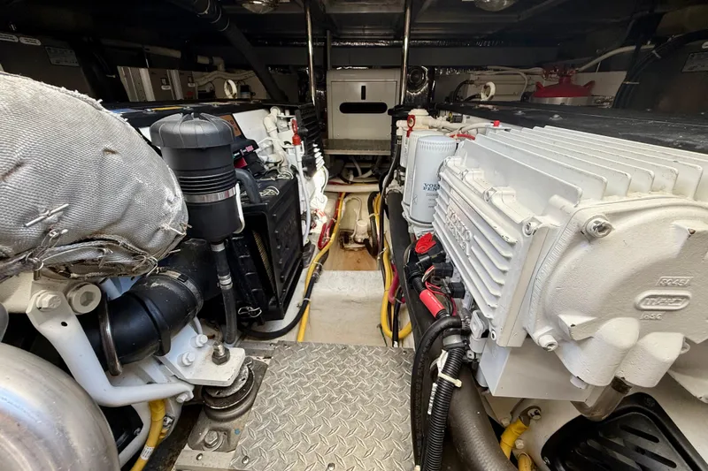  Yacht Photos Pics Engine room of 2009 Carver 43 Super Sport yacht, featuring Volvo Penta engines.