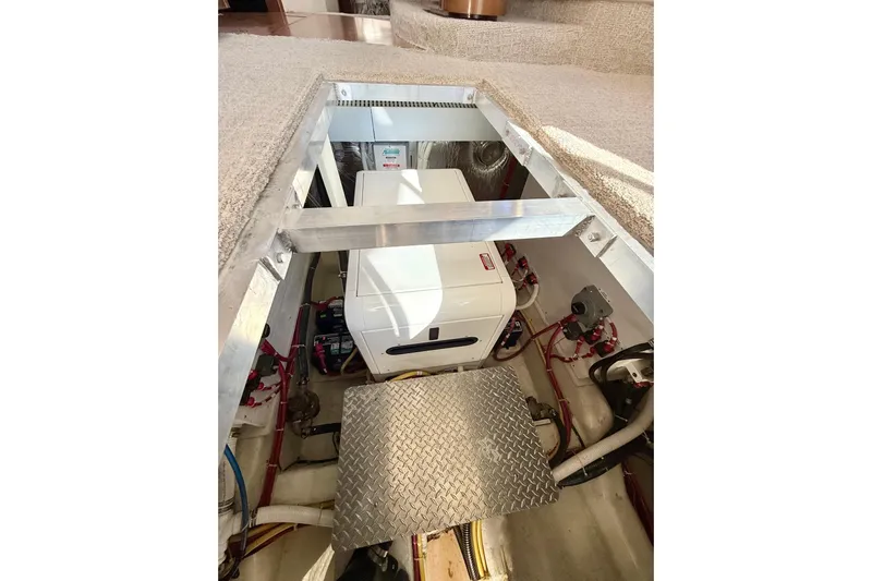  Yacht Photos Pics Engine room of 2009 Carver 43 Super Sport yacht, featuring mechanical components.