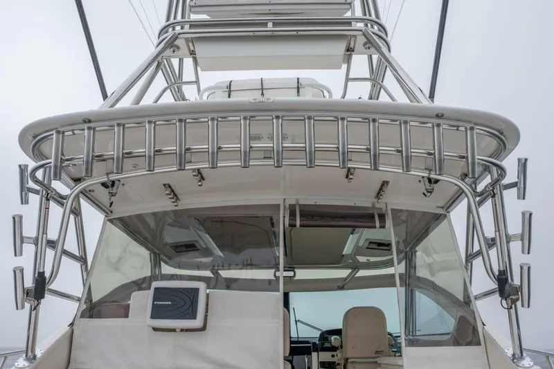 Teddy's Float Too Yacht Photos Pics Tiara Yachts 4300 Open 2015, featuring a sleek tower and helm station.