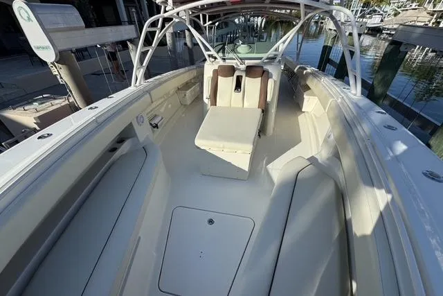  Yacht Photos Pics 2011 Hydra-Sports 4200 SF boat interior with seating and open deck view.