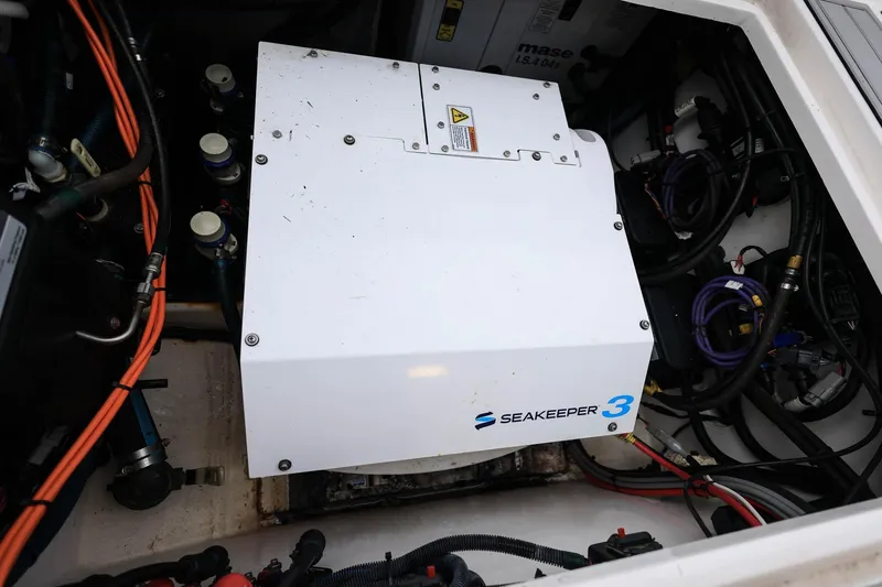  Yacht Photos Pics Engine compartment of 2022 Sea Fox 368 Commander with Seakeeper 3 stabilizer system.