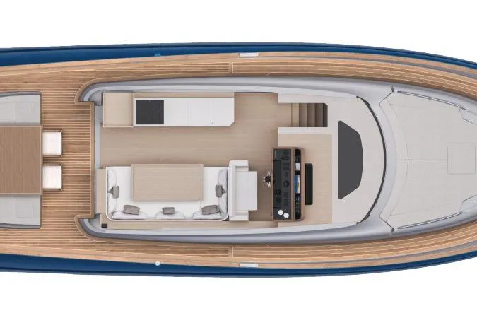  Yacht Photos Pics Top view of 2026 Solaris Power 52 Coupe yacht interior layout.