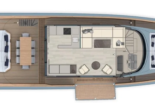 Yacht Photos Pics Top view of 2026 Solaris Power 70 GRAND COUPE yacht interior layout.