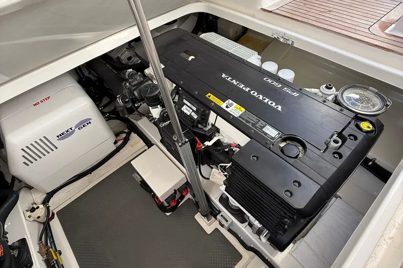  Yacht Photos Pics Engine compartment of 2017 Grand Banks 44 Eastbay SX with Volvo Penta IPS 600.